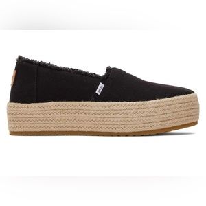 Toms Valencia Black Canvas Platform Espadrille